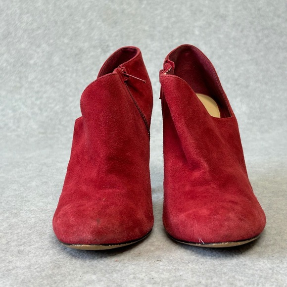 Red Suede Ankle Booties Heels Stiletto Heel Pointed Toe Party Shoes Womens 7.5‎ - Picture 5 of 9